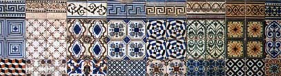mostrurio de azulejos de padrão e cercaduras da Fbrica das Devesas na Pampilhosa